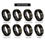 font options for inside engraving on gunmetal & black basting brush rings