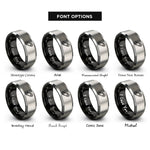 font options for inside engraving on black & gray basting pins rings