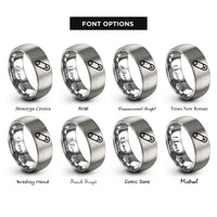 font options for inside engraving on silver basting pins rings