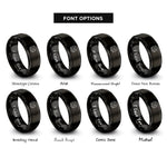 font options for inside engraving on black bat swarm rings
