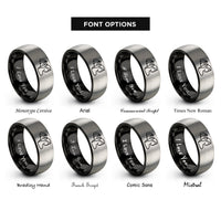 font options for inside engraving on black & gray bat transformation rings