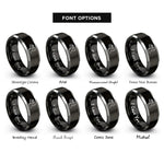 font options for inside engraving on black & silver bat transformation rings