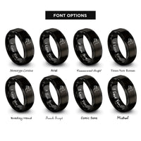 font options for inside engraving on black bat transformation rings