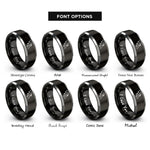 font options for inside engraving on black & silver bat wing rings