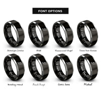 font options for inside engraving on black & gray bat wing rings