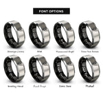 font options for inside engraving on black & gray bat wing rings