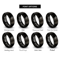 font options for inside engraving on black bat wing rings
