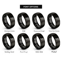 font options for inside engraving on black bat wing rings