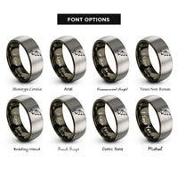 font options for inside engraving on gunmetal & gray bat wing rings
