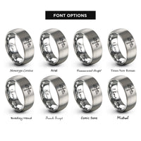 font options for inside engraving on grey bat winged cross rings
