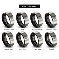 font options for inside engraving on black & grey bathymetry lines rings