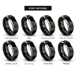 font options for inside engraving on black & gray baton rings