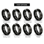 font options for inside engraving on black & grey bats moon rings