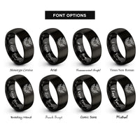 font options for inside engraving on black bats moon rings