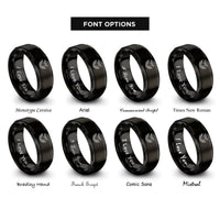 font options for inside engraving on black bats moon rings