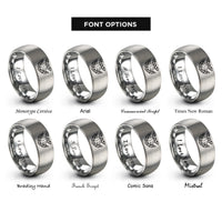 font options for inside engraving on gray bats moon rings