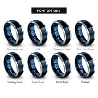font options for inside engraving on blue & grey battery rings