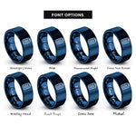 font options for inside engraving on blue battery rings