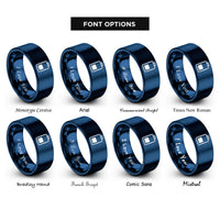 font options for inside engraving on blue battery cell rings