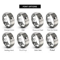 font options for inside engraving on gray battery cell rings