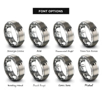 font options for inside engraving on gray battery cell rings