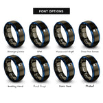 font options for inside engraving on gunmetal & blue battery cell rings