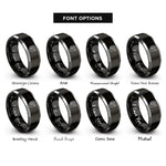font options for inside engraving on black & grey battery charger rings
