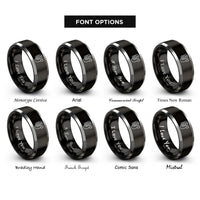 font options for inside engraving on black & grey battery charger rings