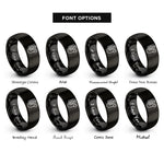 font options for inside engraving on black battery charger rings