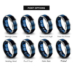 font options for inside engraving on blue & silver battery charging rings