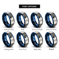 font options for inside engraving on blue & grey battery half rings