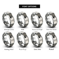 font options for inside engraving on gray battery half rings