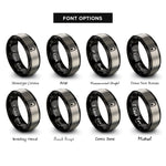 font options for inside engraving on black & silver battery icon rings