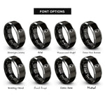 font options for inside engraving on black & gray battery icon rings