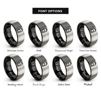 font options for inside engraving on black & grey battery icon rings
