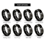 font options for inside engraving on black & grey battery icon rings