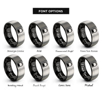 font options for inside engraving on black & grey battery icon rings