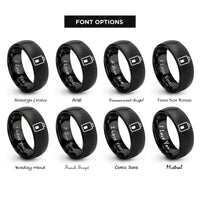 font options for inside engraving on black battery icon rings