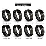 font options for inside engraving on black battery icon rings