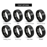 font options for inside engraving on black battery icon rings