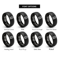 font options for inside engraving on black battery icon rings