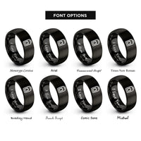 font options for inside engraving on black battery icon rings