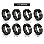 font options for inside engraving on black battery icon rings