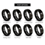 font options for inside engraving on black battery icon rings