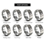 font options for inside engraving on grey battery icon rings