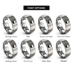 font options for inside engraving on silver battery icon rings