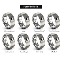 font options for inside engraving on silver battery icon rings