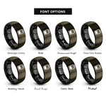 font options for inside engraving on gunmetal & black battery icon rings