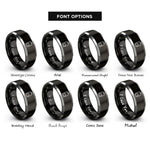 font options for inside engraving on black & gray battery symbol rings