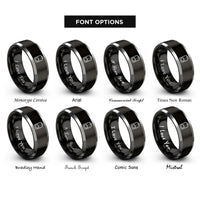 font options for inside engraving on black & gray battery symbol rings